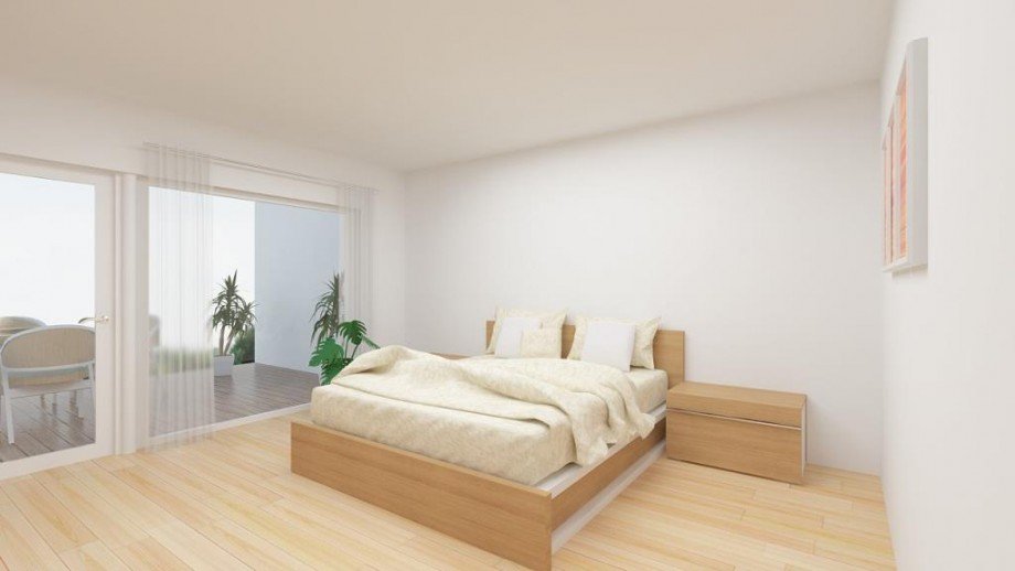 Das Schlafzimmer zum Atrium Einfamilienhaus 