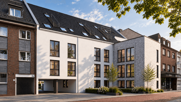 Visualisierung Stra�enansicht Meerbusch Mehrfamilienhaus Klimafreundlicher Neubau mit 11 Wohneinheiten und 20 % Sonder-AfA in Meerbusch-B�derich