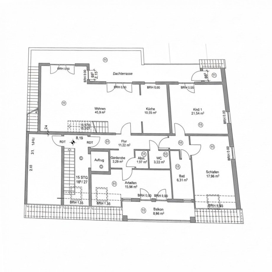 Grundriss Ebene 1 Dachgeschosswohnung D�sseldorf