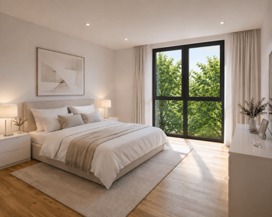 Visualisierung Schlafzimmer WE 6 Mehrfamilienhaus Meerbusch