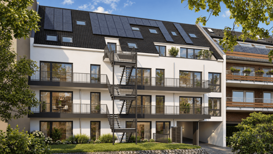 Visualisierung Ansicht R�ckseite Mehrfamilienhaus Meerbusch